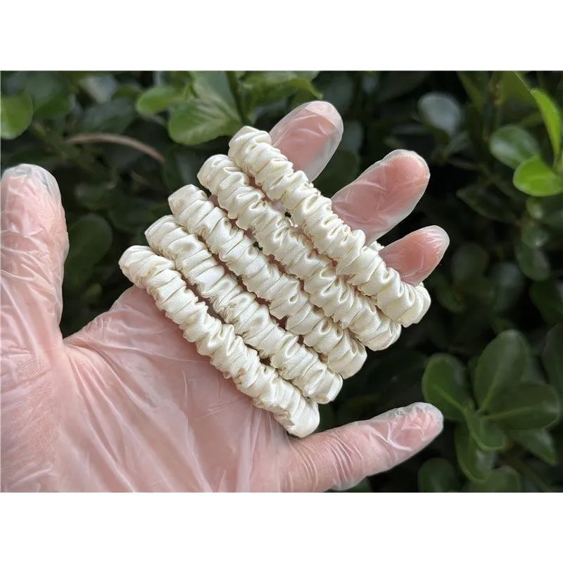 Cream silk scrunchies mini