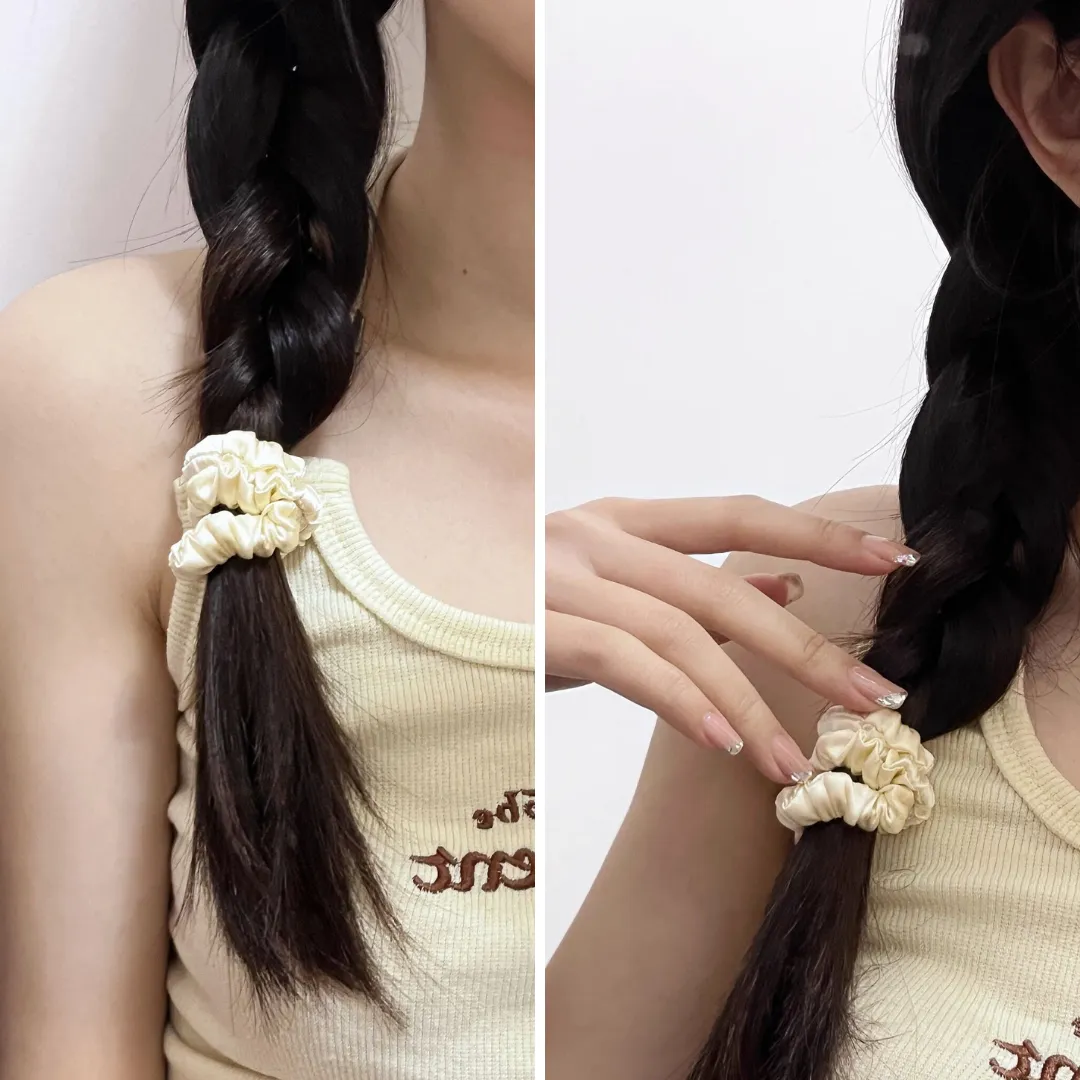 Cream silk scrunchies mini