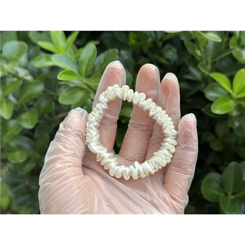 Cream silk scrunchies mini