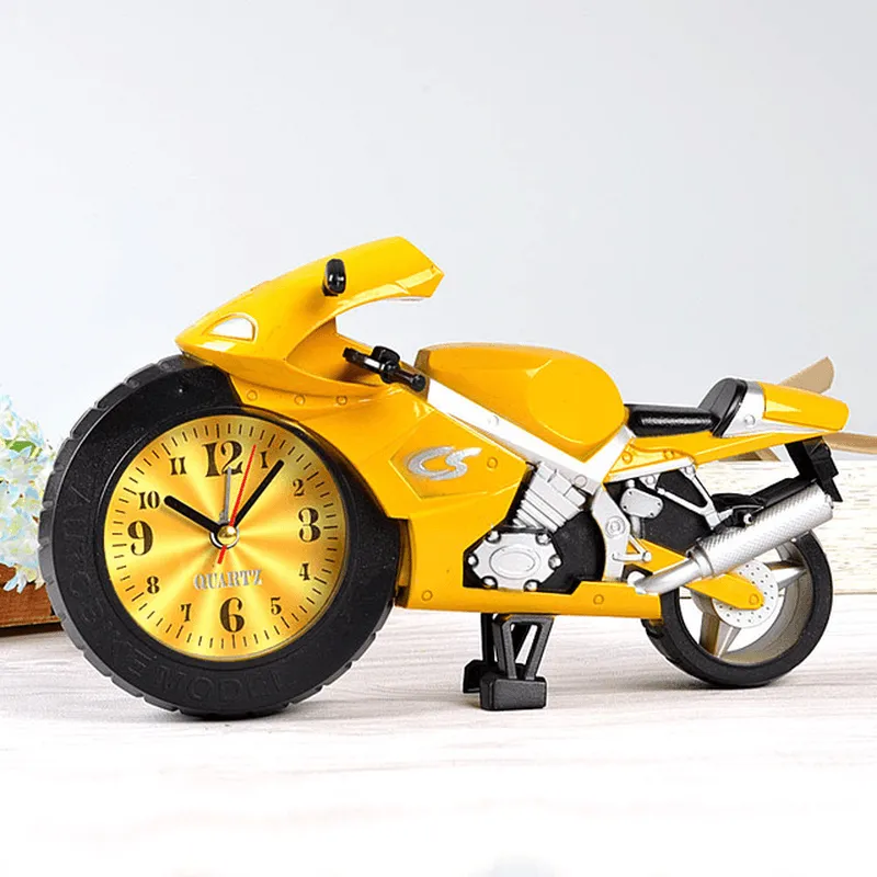 Creative Lazy Student Kids Cartoon Portable Clock Personality Bedroom Mini Clock Motorcycle A