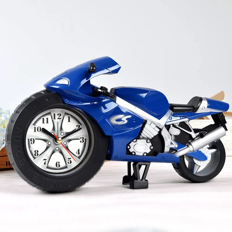 Creative Lazy Student Kids Cartoon Portable Clock Personality Bedroom Mini Clock Motorcycle A