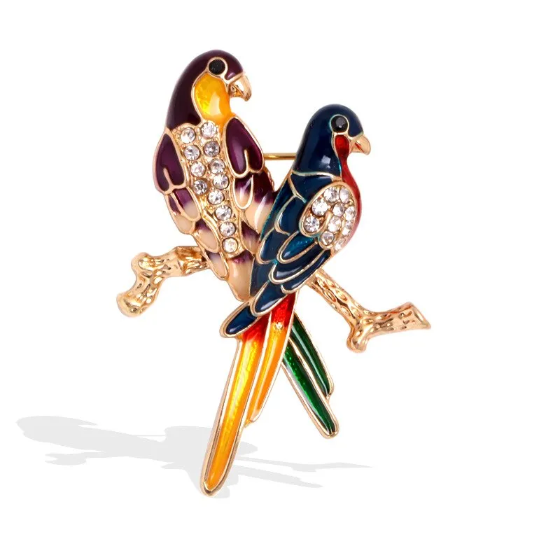Creative Simulation Animal Brooch Enamel Rhinestones Peacock Flamingo Toucan Brooches