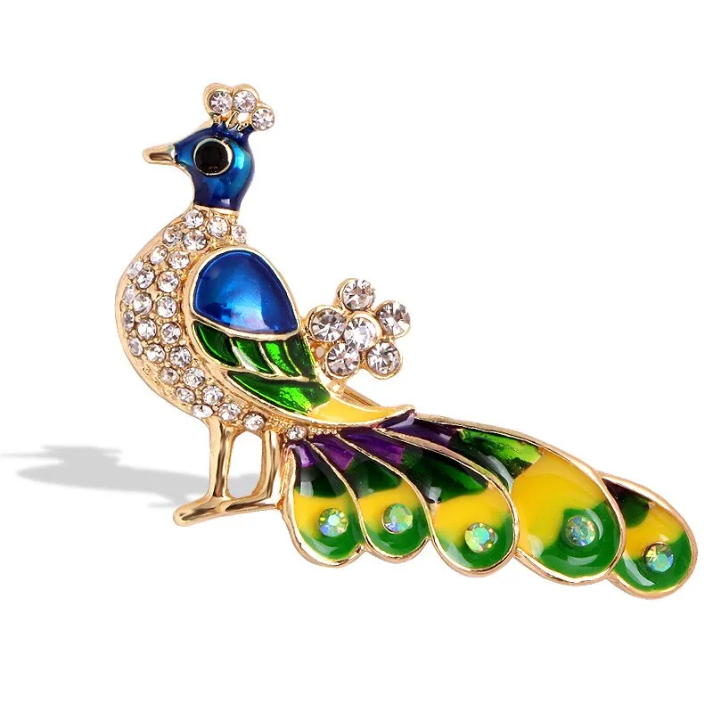 Creative Simulation Animal Brooch Enamel Rhinestones Peacock Flamingo Toucan Brooches