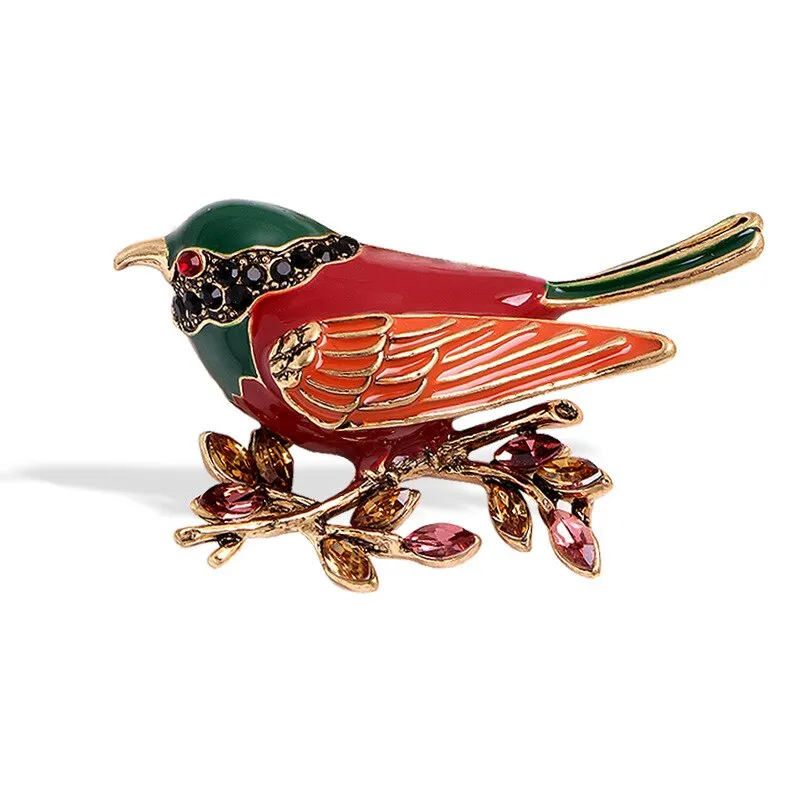 Creative Simulation Animal Brooch Enamel Rhinestones Peacock Flamingo Toucan Brooches