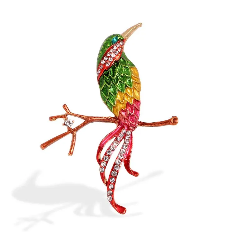 Creative Simulation Animal Brooch Enamel Rhinestones Peacock Flamingo Toucan Brooches