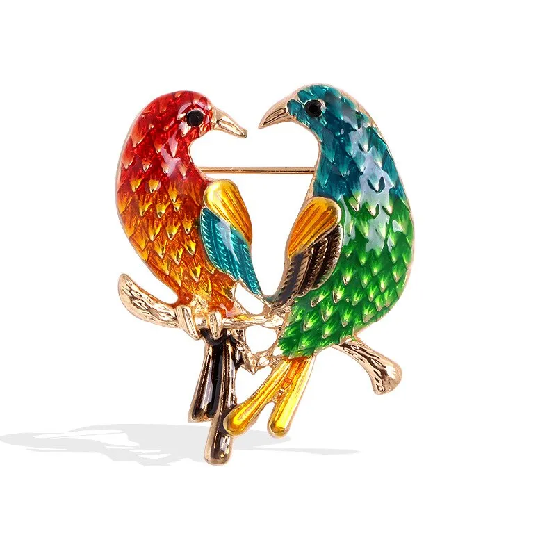 Creative Simulation Animal Brooch Enamel Rhinestones Peacock Flamingo Toucan Brooches