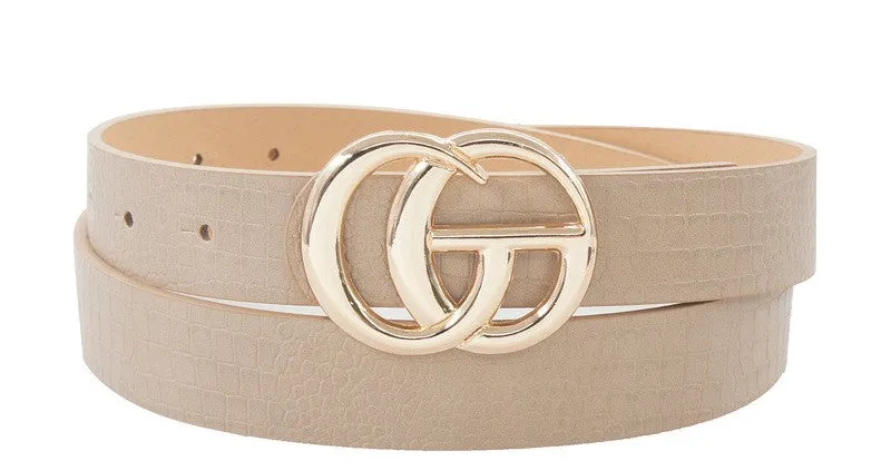 CROC PATTERN GO BUCKLE BELT  Black
