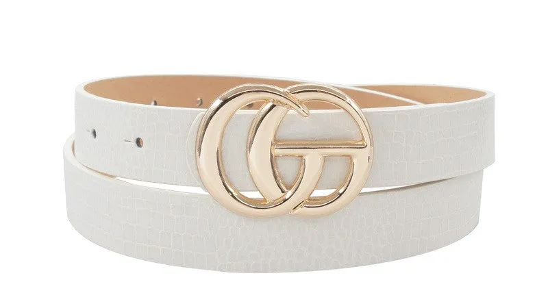 CROC PATTERN GO BUCKLE BELT  Black