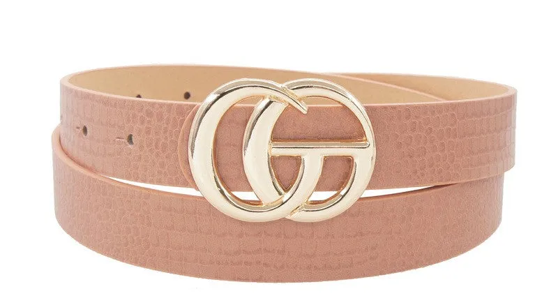 CROC PATTERN GO BUCKLE BELT  Black