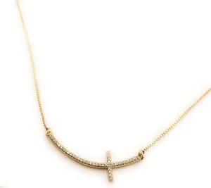 Cross Necklace for Women, Cross Lariat Necklace for Women, Ajustable Chain 4o inch Length, Religious Gifts, Gold Plated Necklace, Gifts for Her, Women Gifts, Layered Gold Cross Pendant.