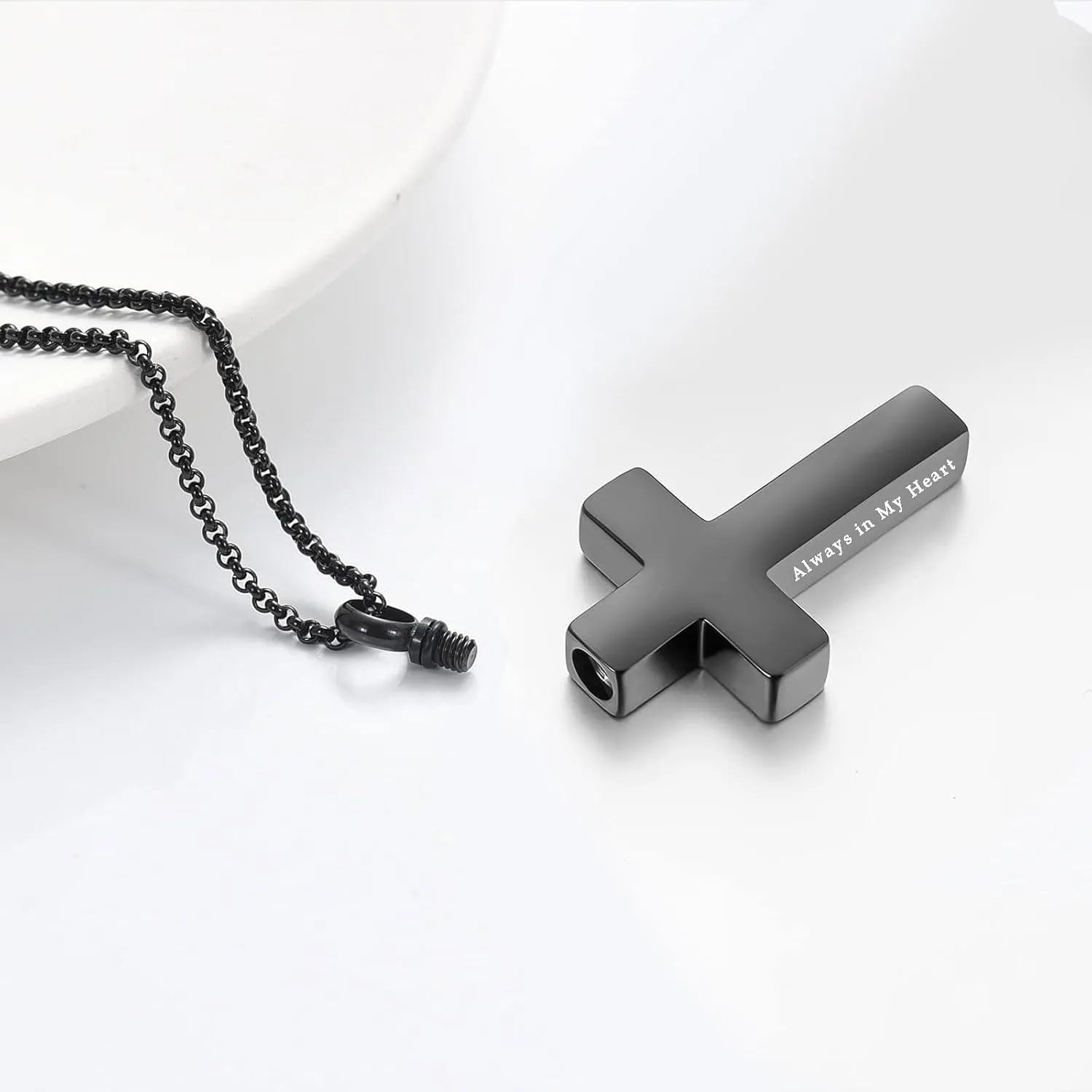 Cross Urn Necklace for Ashes for Men Women Cremation Jewelry Urns Locket Pendant Ashes Holder Memorial Jewelry-Always in My Heart