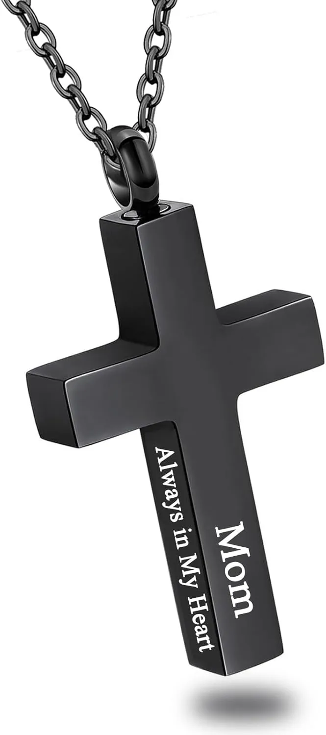 Cross Urn Necklace for Ashes for Men Women Cremation Jewelry Urns Locket Pendant Ashes Holder Memorial Jewelry-Always in My Heart