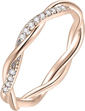 Cross-Wound Zirconia Rings for Women Minimalist Design Rings Simulated Diamond Engagement Ring (Rose Gold, 6)