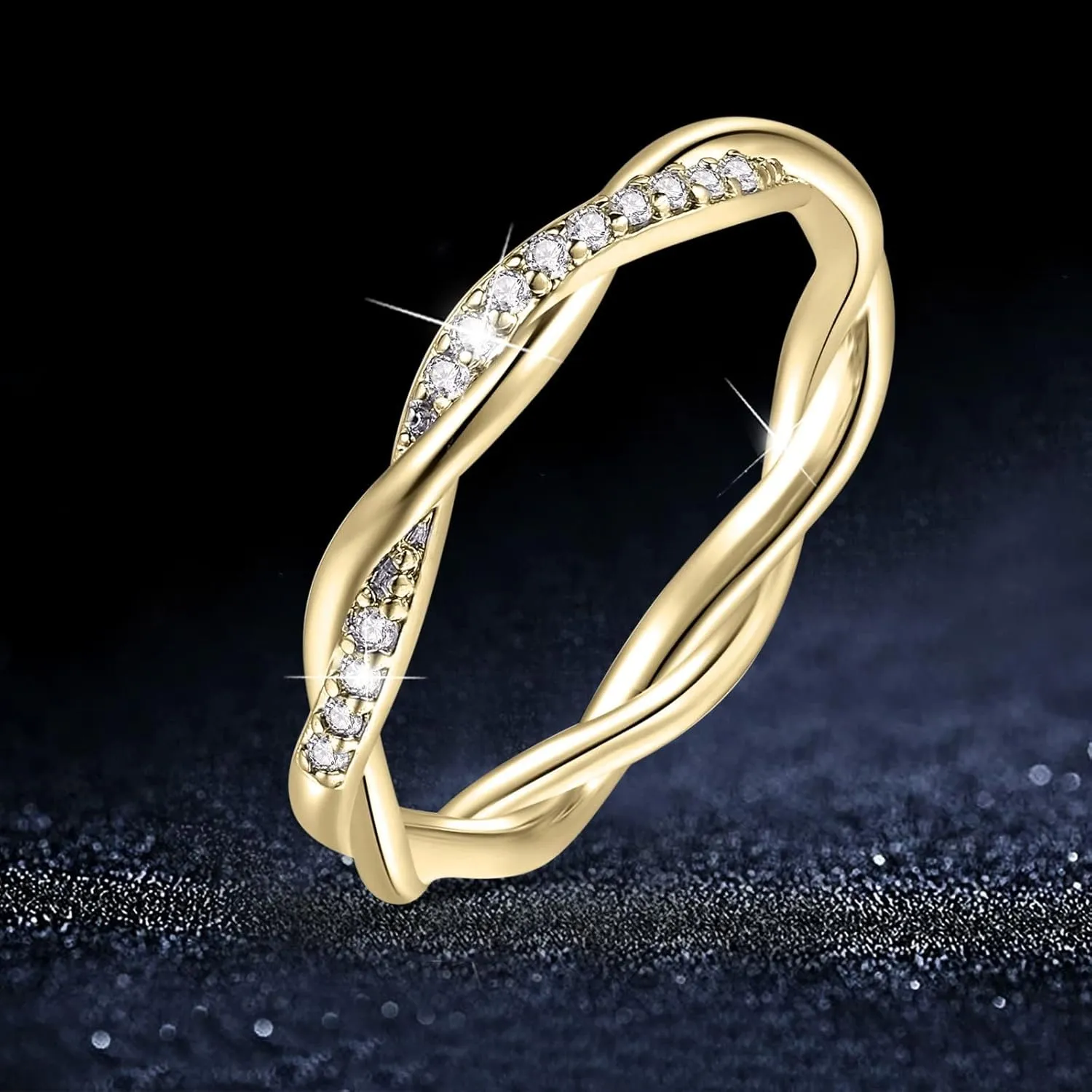 Cross-Wound Zirconia Rings for Women Minimalist Design Rings Simulated Diamond Engagement Ring