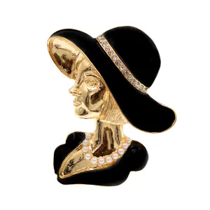 Crystal And Pearl Beauty Head Brooches For Women