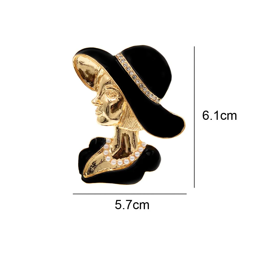 Crystal And Pearl Beauty Head Brooches For Women