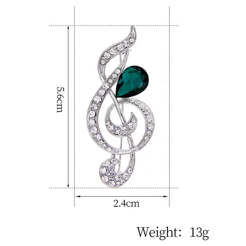 Crystal Jewelry Music Symbol Brooch Clothing Pins and Brooches Men Women