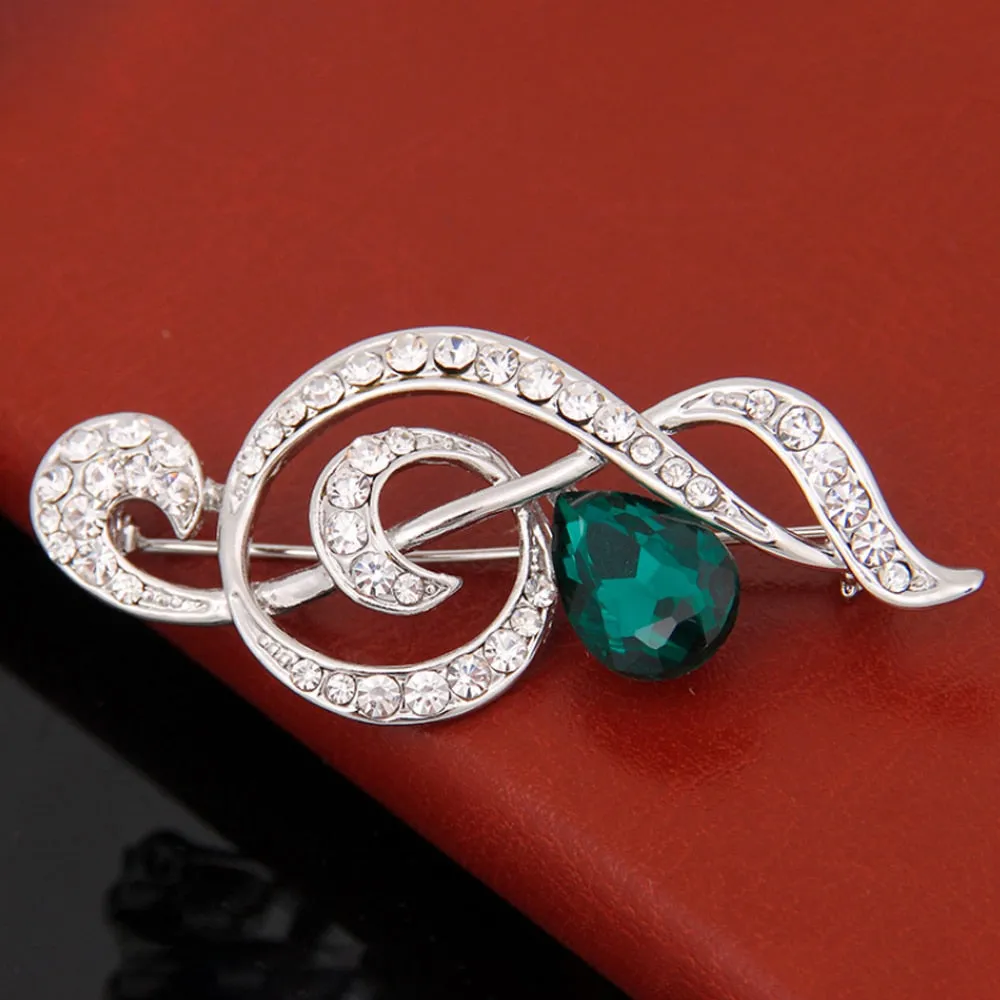 Crystal Jewelry Music Symbol Brooch Clothing Pins and Brooches Men Women