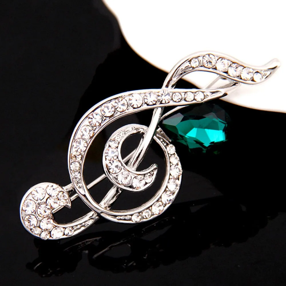 Crystal Jewelry Music Symbol Brooch Clothing Pins and Brooches Men Women
