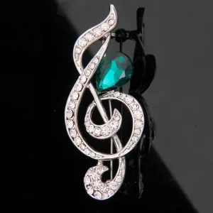 Crystal Jewelry Music Symbol Brooch Clothing Pins and Brooches Men Women