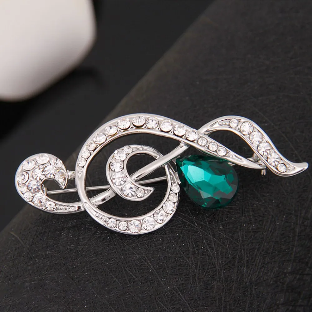 Crystal Jewelry Music Symbol Brooch Clothing Pins and Brooches Men Women