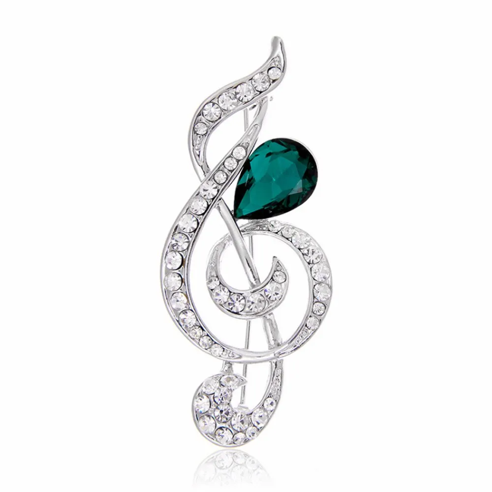 Crystal Jewelry Music Symbol Brooch Clothing Pins and Brooches Men Women