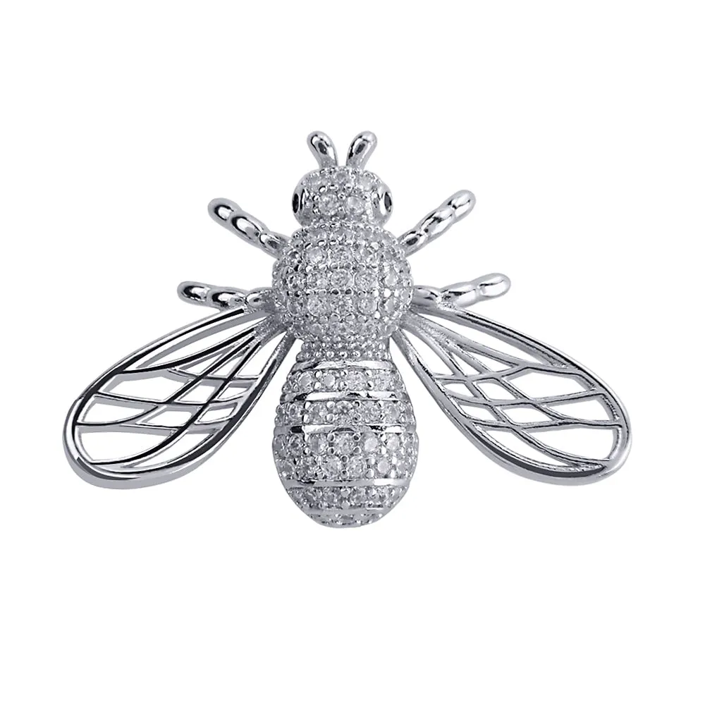 Cubic Zirconia Bee Collar Pin Insect Brooches For Women And Men
