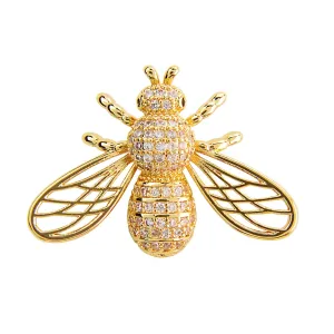 Cubic Zirconia Bee Collar Pin Insect Brooches For Women And Men