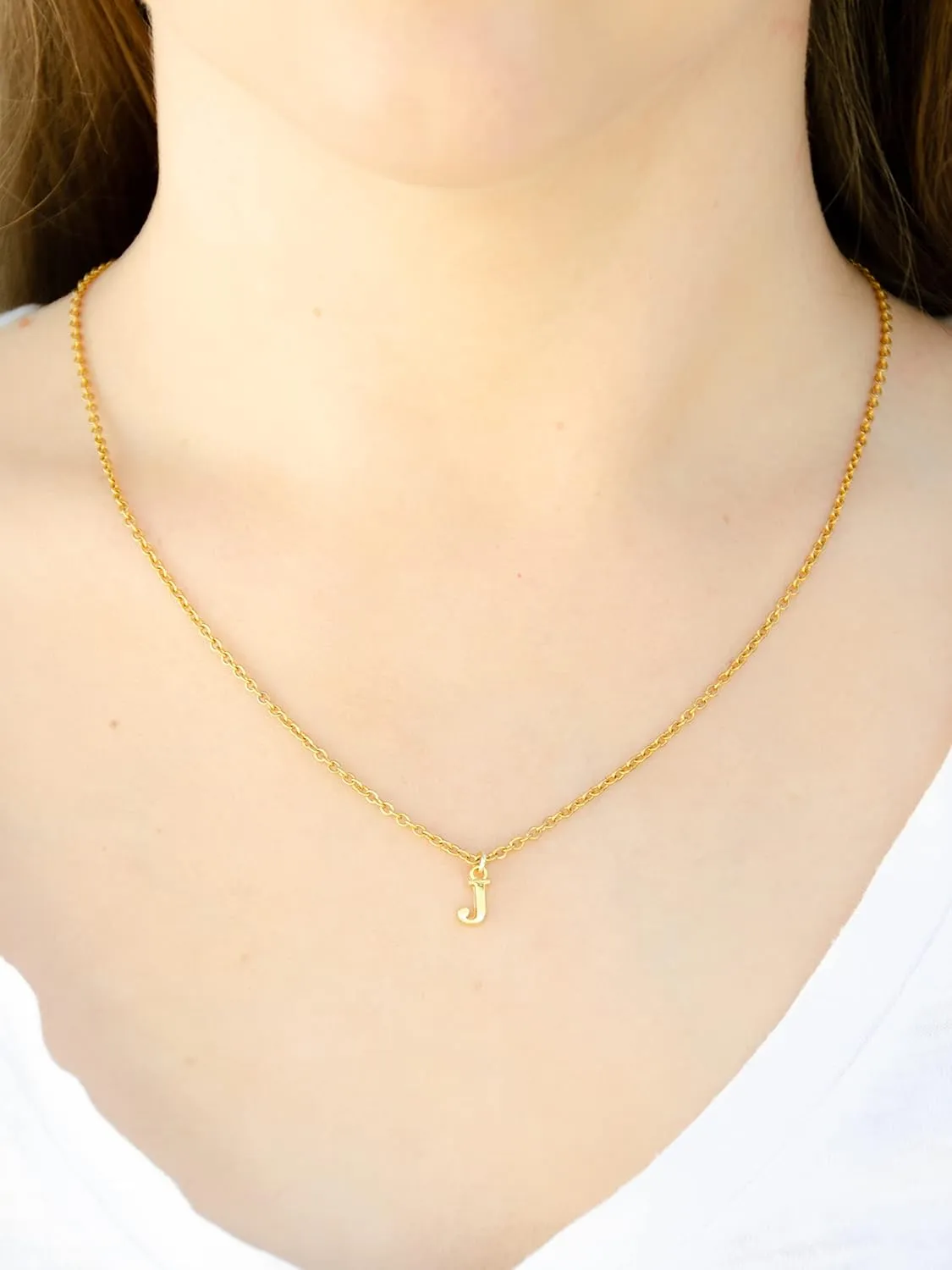Custom 14K gold initial necklace, dainty Letter charm necklace, personalized initial pendant necklace, custom 14K gold necklace gift for her (C)