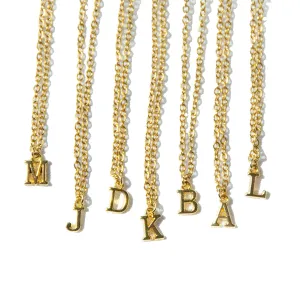 Custom 14K gold initial necklace, dainty Letter charm necklace, personalized initial pendant necklace, custom 14K gold necklace gift for her (C)