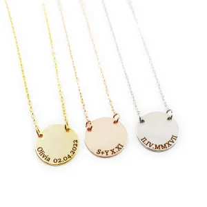 Custom Name Disc Necklace • Personalized Disc Necklace • Bridesmaid Gift • Name Necklace • Gold Rose Gold Disc • Custom Necklace • For Mom