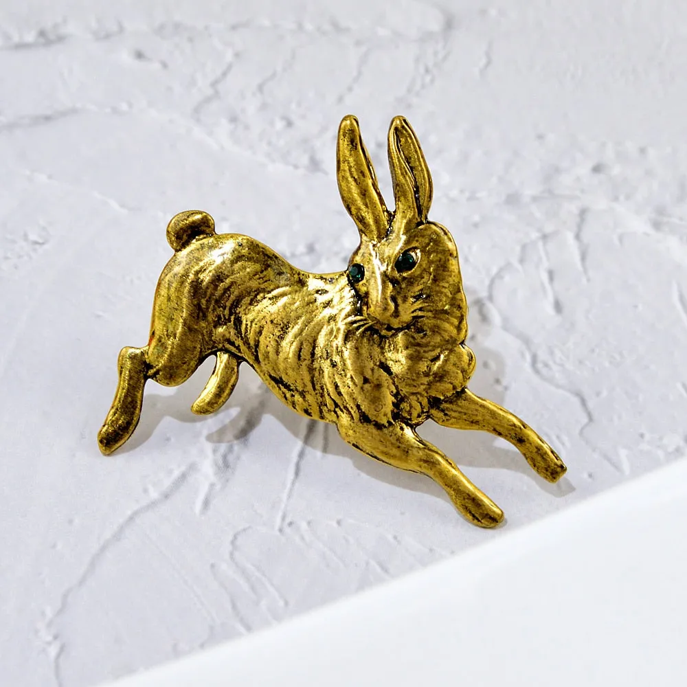 Cute Alloy Rabbit Brooches Vintgae Animal Brooch Pins Party Casual Jewelry for Men And Women