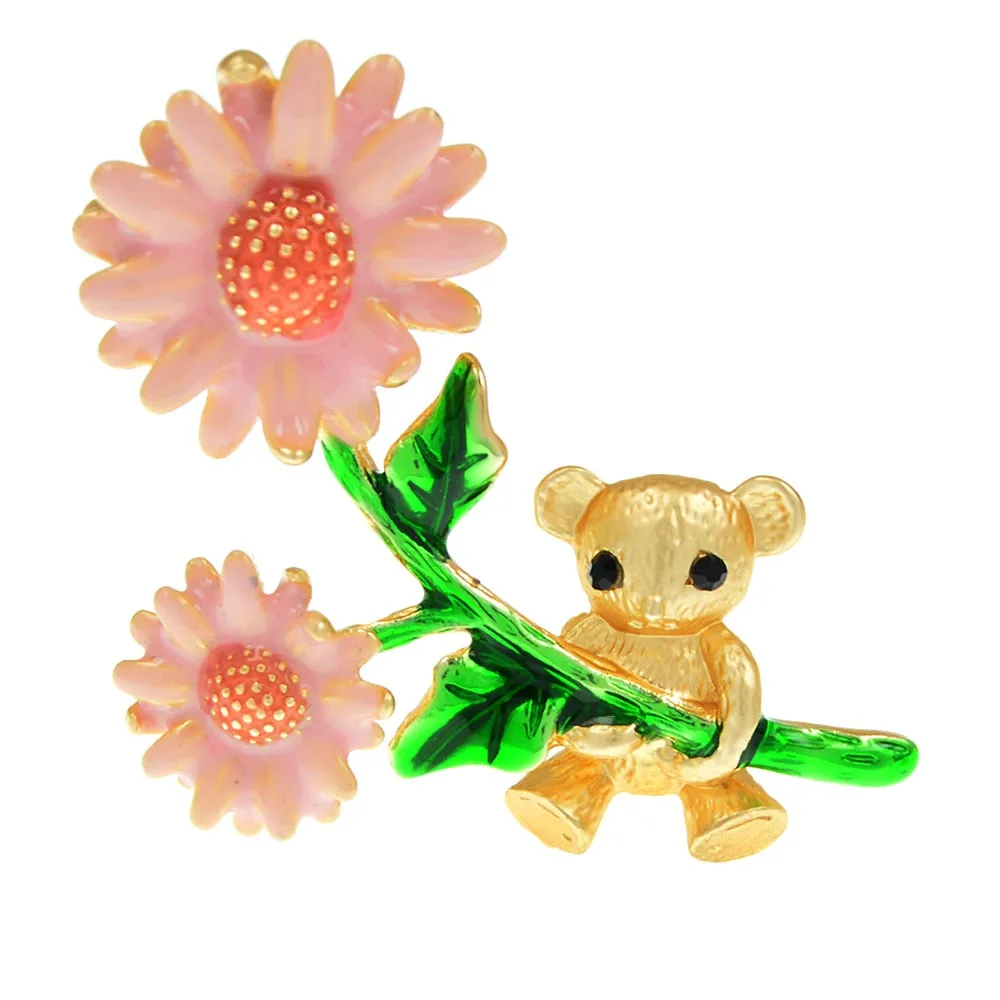 Cute Bear Swing Brooch Kitty Pin Animal Fashion Jewelry