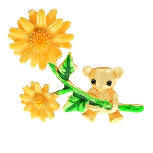 Cute Bear Swing Brooch Kitty Pin Animal Fashion Jewelry