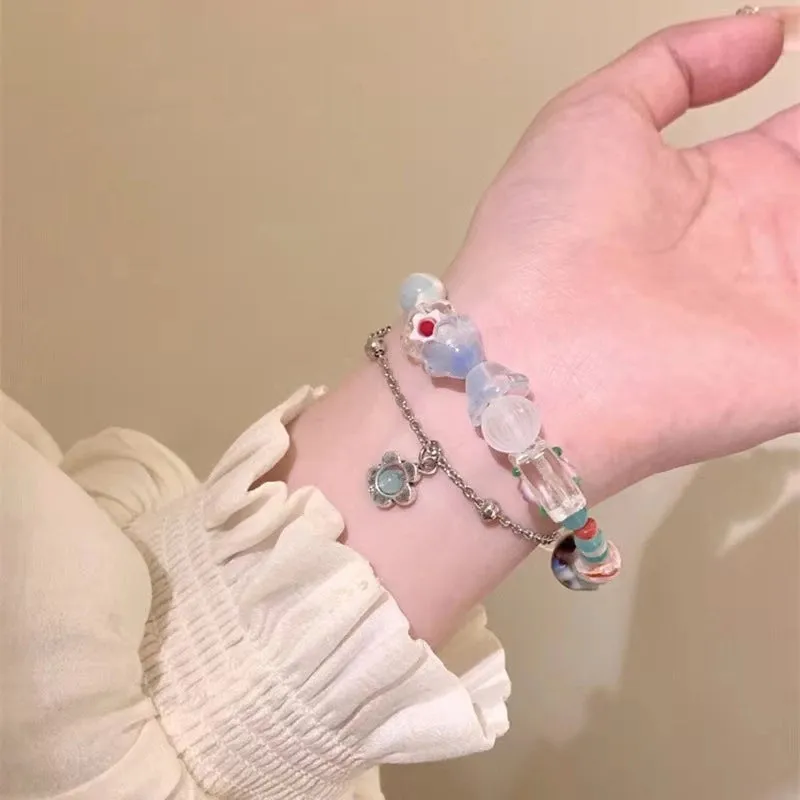 Cute Cartoon Alloy Glass Titanium Steel Wholesale Bracelets