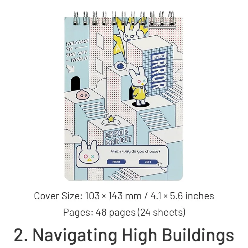 Cute Cartoon Bunny Coil-Bound Pockets Journal Notebook