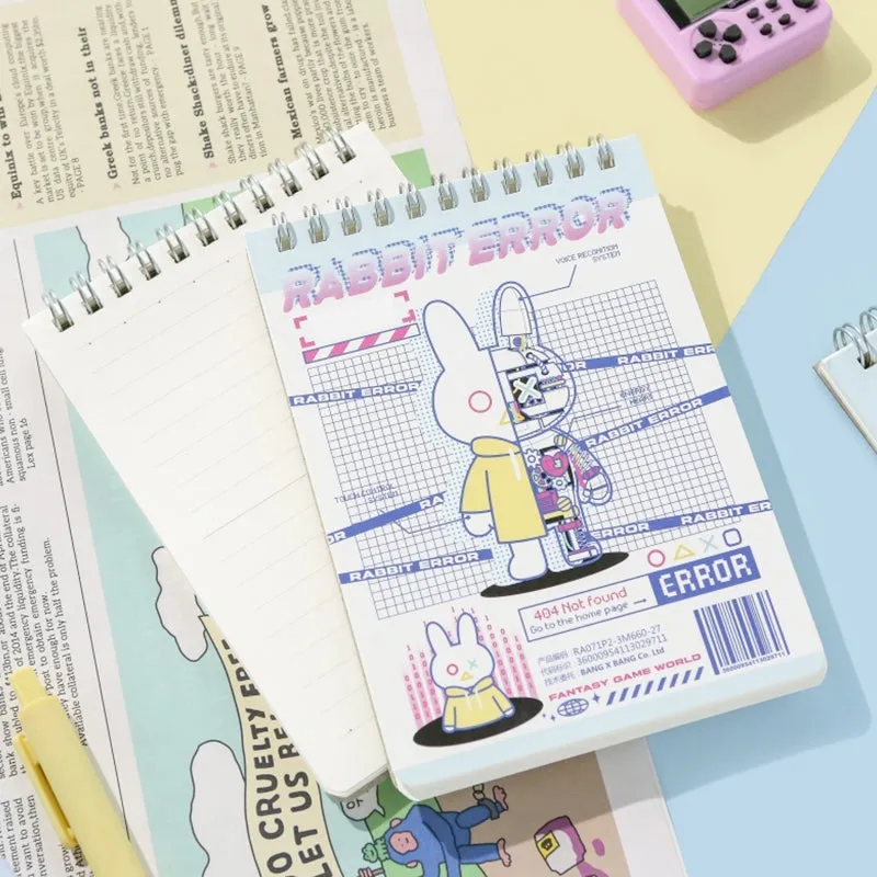 Cute Cartoon Bunny Coil-Bound Pockets Journal Notebook