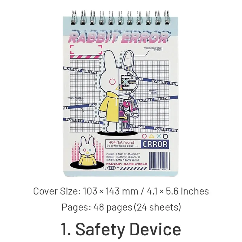 Cute Cartoon Bunny Coil-Bound Pockets Journal Notebook