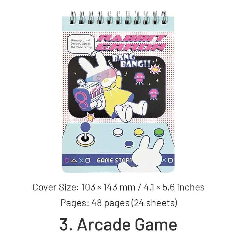 Cute Cartoon Bunny Coil-Bound Pockets Journal Notebook