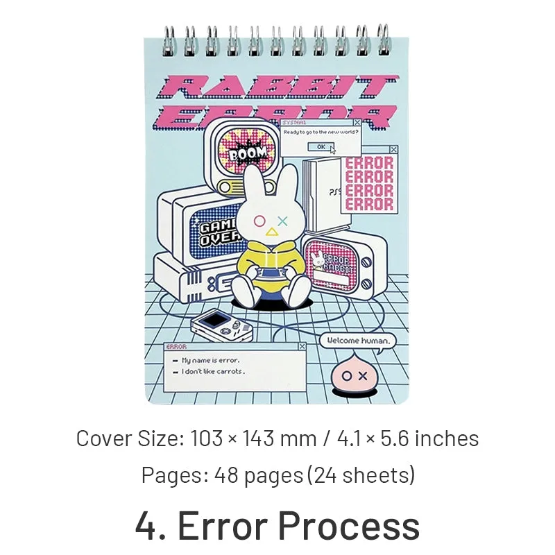 Cute Cartoon Bunny Coil-Bound Pockets Journal Notebook