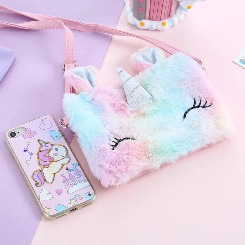 Cute  Cartoon Children Plush Embroidered Messenger Bag20*141