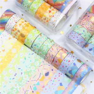Cute Cartoon Foil Stamped Basic Washi Tape Set (12 Rolls)