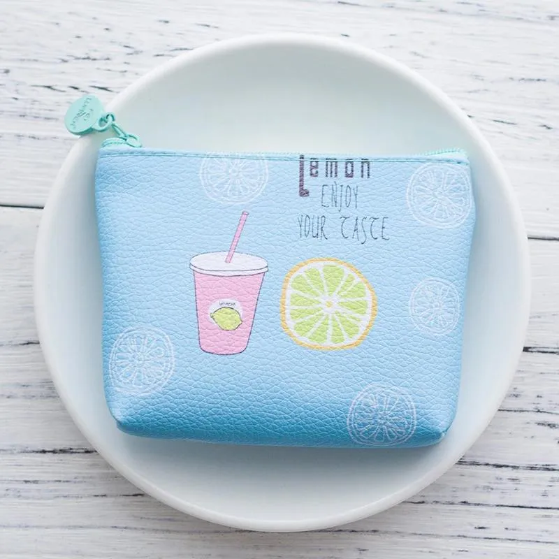 Cute Cartoon Fruit and Geometric Pattern Coin Purses