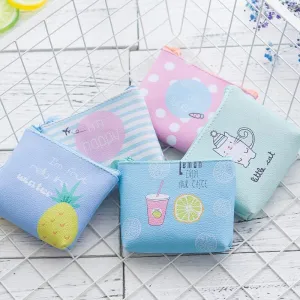 Cute Cartoon Fruit and Geometric Pattern Coin Purses