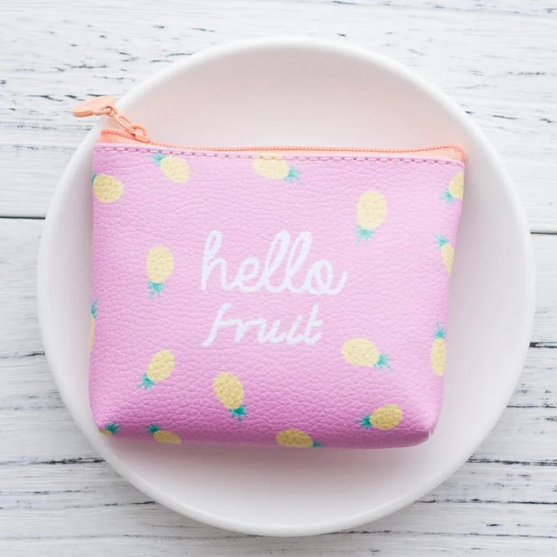 Cute Cartoon Fruit and Geometric Pattern Coin Purses