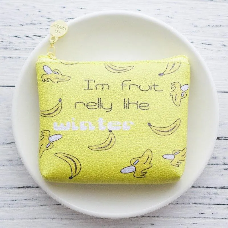 Cute Cartoon Fruit and Geometric Pattern Coin Purses
