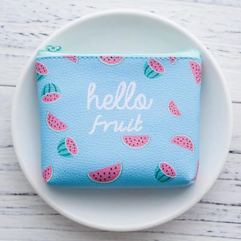 Cute Cartoon Fruit and Geometric Pattern Coin Purses
