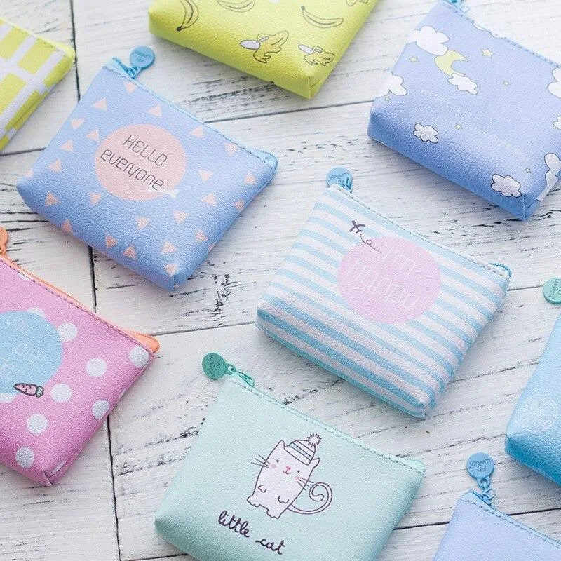 Cute Cartoon Fruit and Geometric Pattern Coin Purses