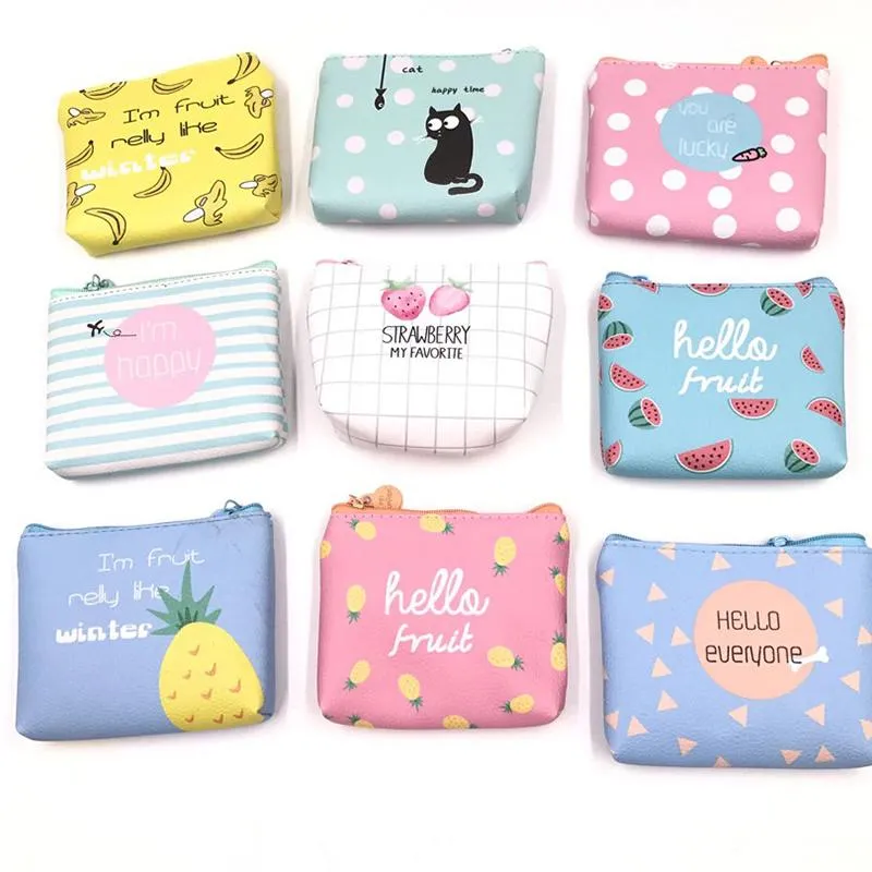 Cute Cartoon Fruit and Geometric Pattern Coin Purses