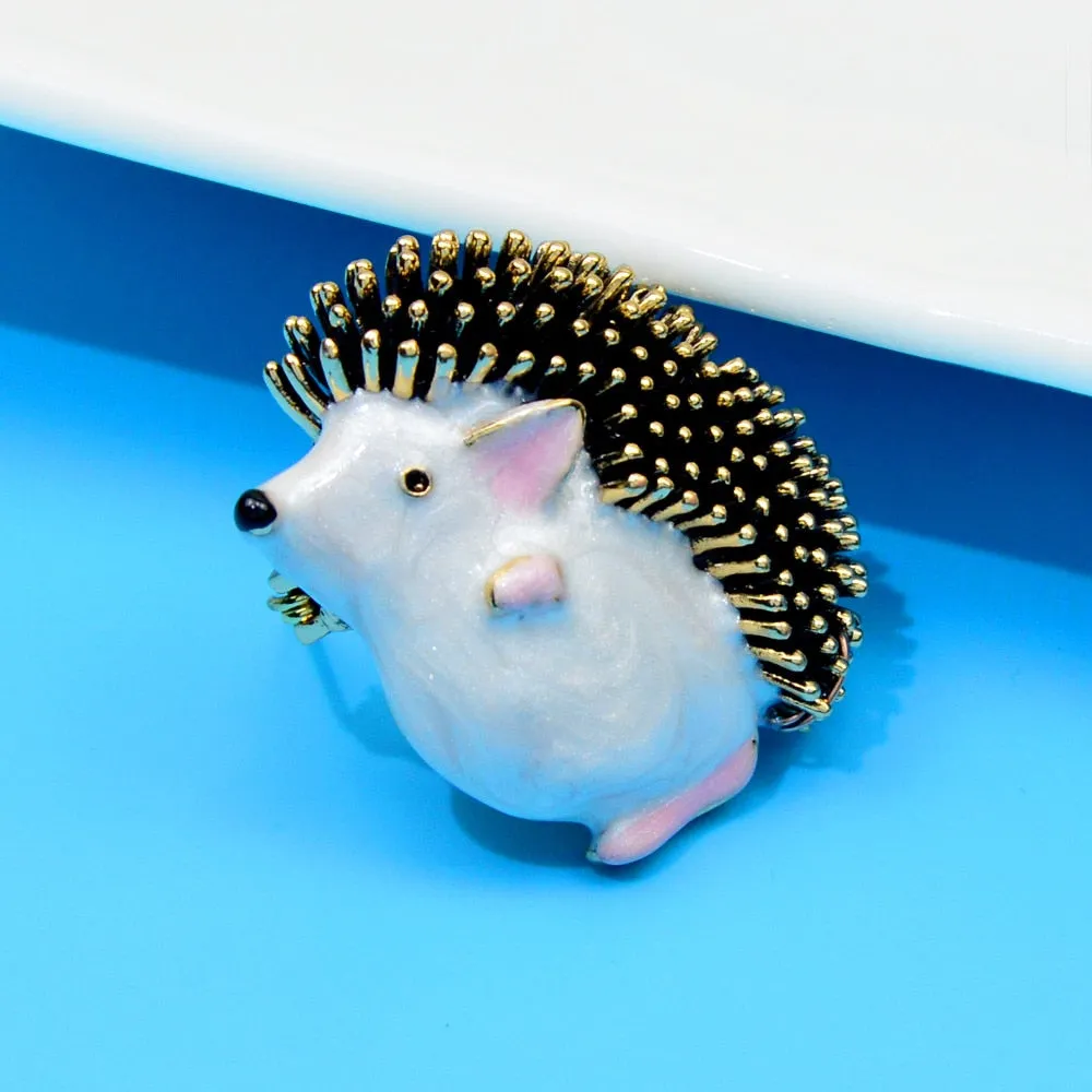 Cute Cartoon Hedgehog Brooch Animal Pin Pink Ear Black Eye Bag Badges Jewelry